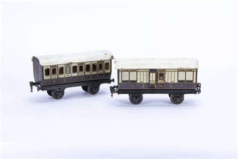 Two Early Märklin Gauge 1 Landnwr Four Wheeled Coaches In Lithographed L