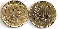 5 Pesos 200 Anniversario Della Nascita Di William Brown 1977