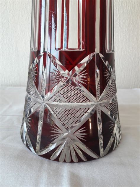 Large Antique Ruby Red Cut To Clear Bohemian Crystal Vase 1 Glass Catawiki