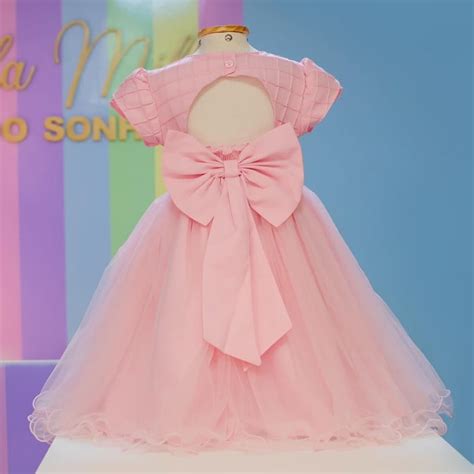 Vestido Festa Infantil Rosa Jardim Encantado Borboletas Luxo