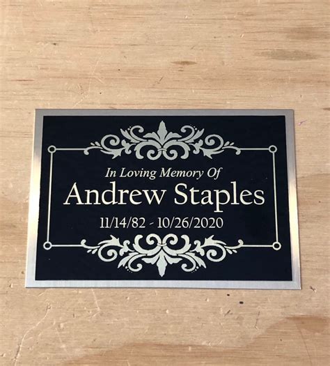 Custom Engraved Name Plate Cremation Urn Ornate Frame Memorial Etsy