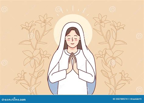 Virgin Mary praying stock vector. Illustration of christianity - 250788574