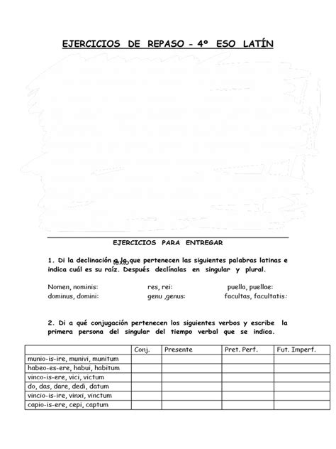 158 Ejercicios Para Recuperar Latín 4º Eso Pdf Latín Gramática