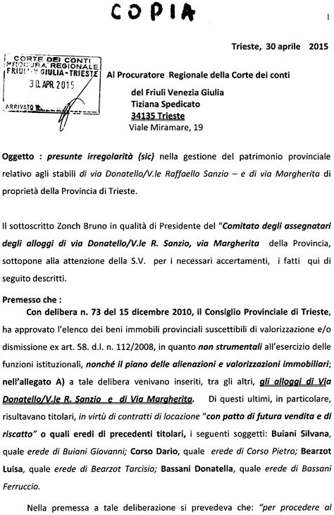 Lettere Alla Corte Dei Conti F V G Per Far Conoscere Il Caso Case G M