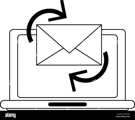 Laptop Email Sending Symbol In Black And White Stock Vector Image Art