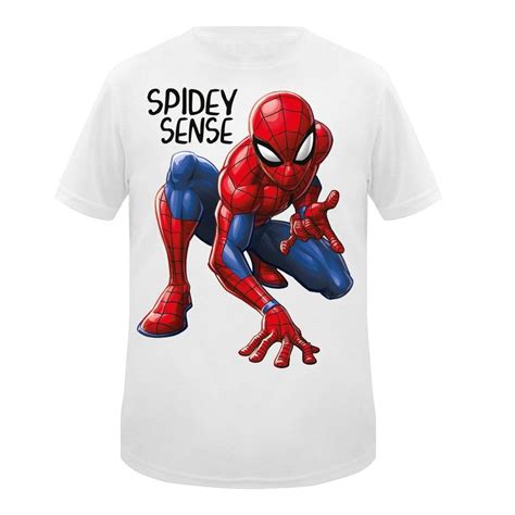 Playera Spiderman Talla 8 Manga Corta Estampado Spidey Sense Blanca