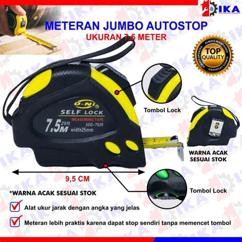 Meteran Tangan 7 5 Meter Meteran Karet Otomatis Self Lock 7 5m ONI