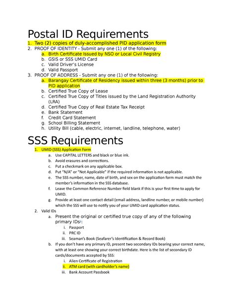 Postal Id Requirements In Terms Of Leymanism Postal Id Requirements 1