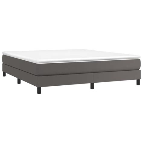 Drfeify Lit Sommier Tapissier Avec Matelas Gris X Cm Similicuir