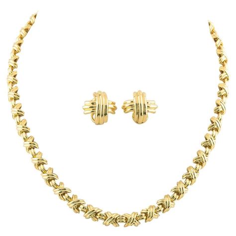 Tiffany And Co Paloma Picasso Signature X Gold Necklace And Earrings For Sale At 1stdibs