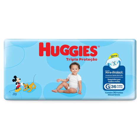 Kit 4 Fraldas Huggies Tripla Proteção G c 36 fraldas em Promoção