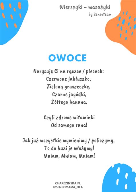 Owoce wierszyk masażyk Wspieranie Rozwoju Dzieci