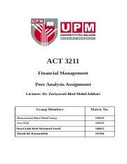 Fm Esaimen Finale Docx Act Financial Management Peer Analysis