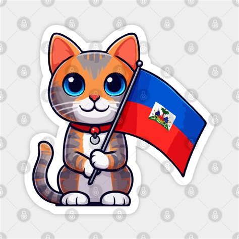 Cute Cat Holding Haiti Flag Haiti Flag Day Haiti Flag Magnet