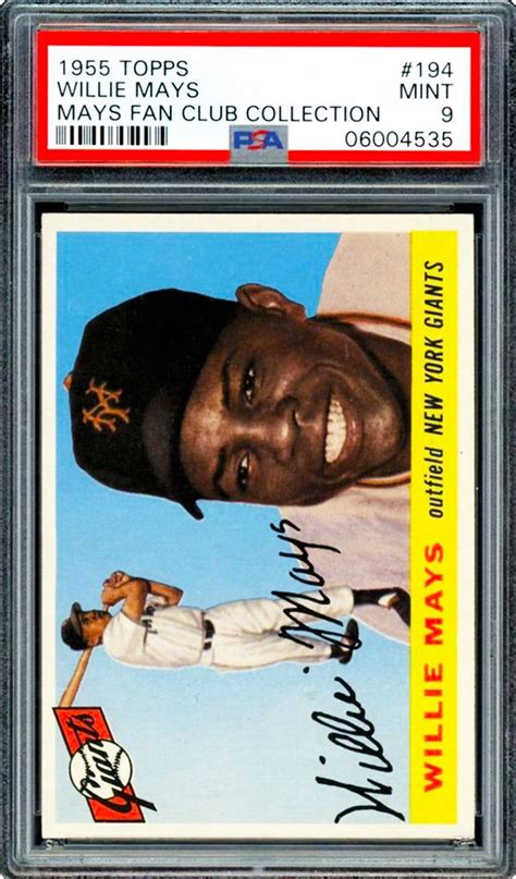 1955 Topps Willie Mays Baseball Card 194 Graded PSA 9 In 2022