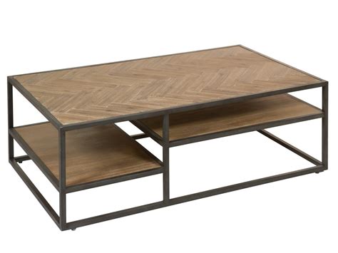 Mesa Centro Industrial Maciza Hierro Y Madera De Acacia Envejecida