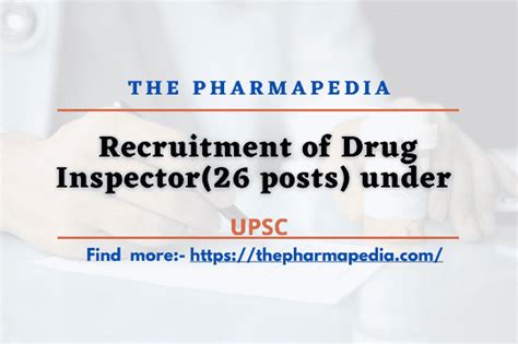 Recruitment Of Drug Inspector Posts Under Upsc The Pharmapedia