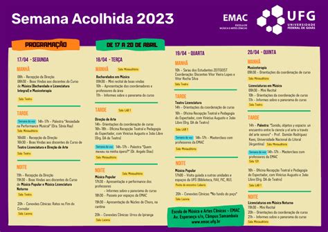 Semana Acolhida Emac Ufg Universidade Federal De Goi S