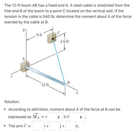 Solved The Ft Boom Ab Has A Fixed End A A Steel Cable Is Chegg