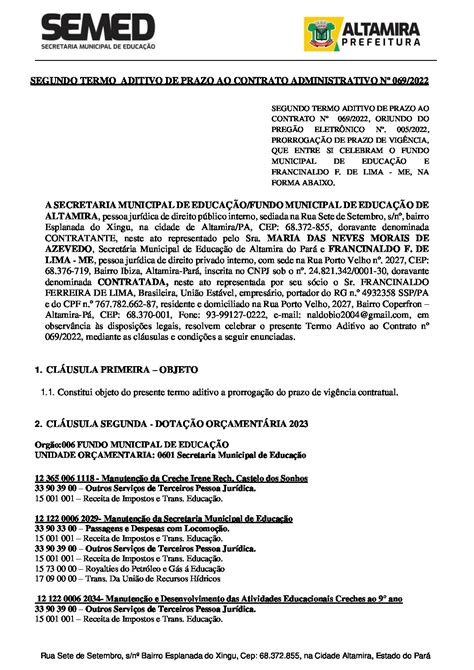 Segundo Aditivo De Prazo Semed E Francinaldo F De Lima