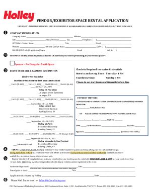 Fillable Online Fill IoEXHIBIT SPACE APPLICATIONFill Free Fillable