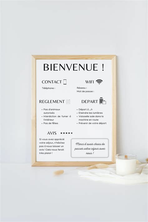 Affiche Airbnb Livret D Accueil De Bienvenue Pour Airbnb Location