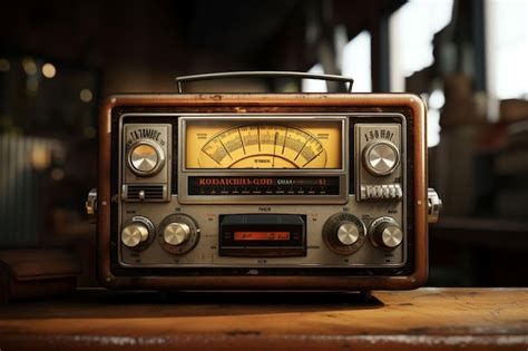 Premium Ai Image Vintage Radio On A Wooden Table In The Interior Of