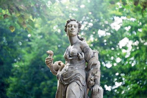 Sandstone Statues In The Saxon Garden Warsaw Poland Made Before