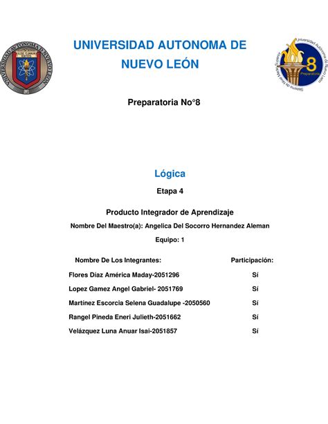 Equipo Pia L Gica Universidad Autonoma De Nuevo Le N Preparatoria