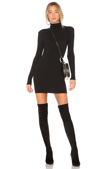 Enza Costa Rib Turtleneck Mini Dress In Black REVOLVE