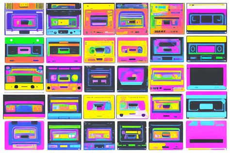 Sticker Sheet with 80s Cassette Tapes · Creative Fabrica