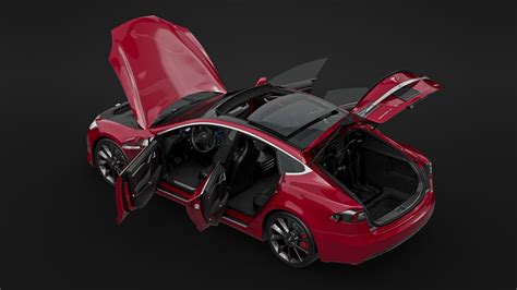 Tesla Model S P100d 세트 3d 모델 199 Fbx Obj Max Free3d