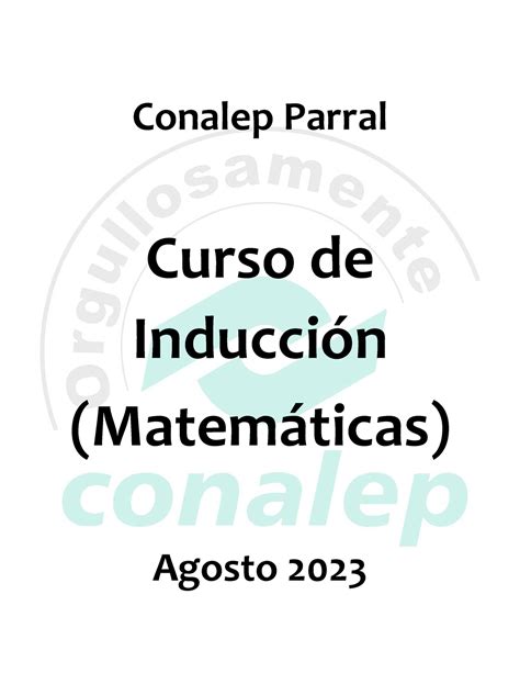 Curso DE Inducción Conalep Parral Curso de InducciÛn Matemticas