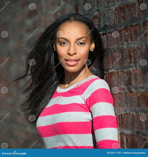 Portrait Of Beautiful African American Model Woman Stock Photo Image