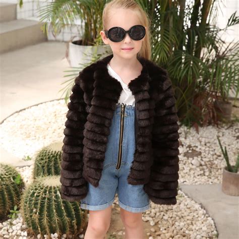 T0821 Baby Girls Winter Coat Faux Fur Children Short Wool Sweater All