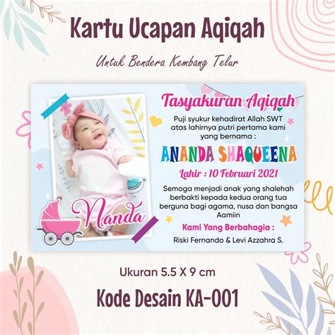 Jual Kartu Kembang Telur Kartu Ucapan Aqiqah Tasyakuran Kode 001