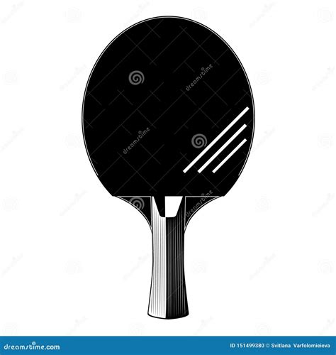 Table Tennis Or Ping Pong Racket Silhouette Vector Illustration Stock