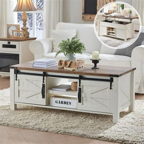 Okd 48 Lift Top Coffee Table With Sliding Barn Door Lifting Tabletop
