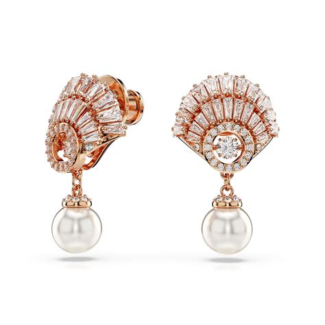 Swarovski Idyllia Drop Earrings Shell White Rose Gold Tone Plated