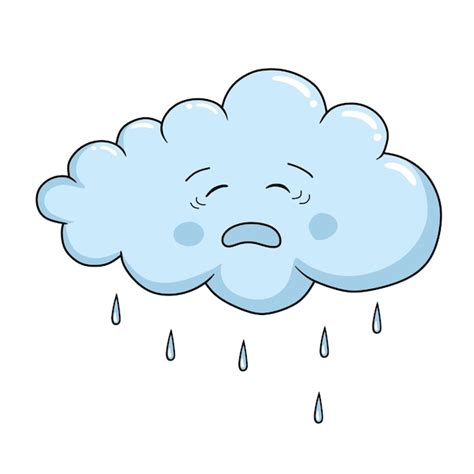 Tiempo Triste Nube Lluvia Personajes De Dibujos Animados Vector Premium