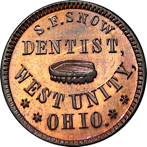 Civilwartokens Oh D A West Unity Ohio Dentist Dentures Civil