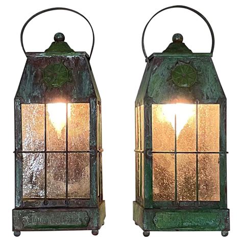 Pair of Handcrafted Brass Wall Hanging Lanterns at 1stDibs