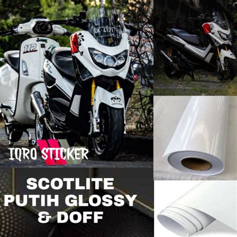 Stiker Skotlet Motor Putih Glossy Sticker Scotlite Motor Putih Doff