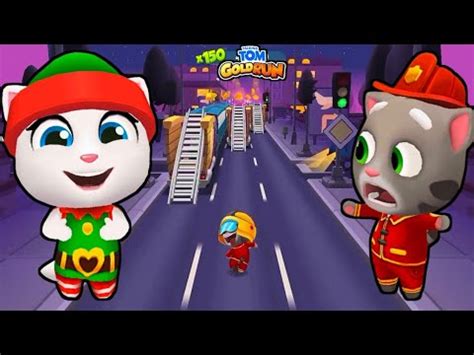 Talking Tom Gold Run Fireman Tom Vs Elf Angela New Update Full Screen