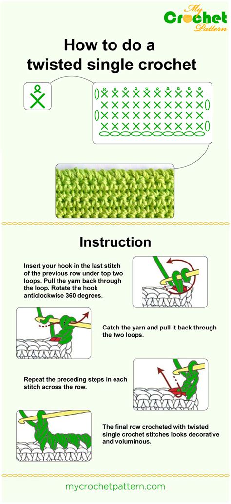 Twisted Single Crochet Stitch Tutorial Mycrochetpattern