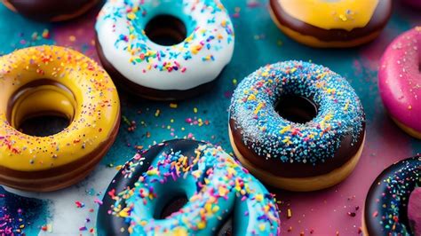 Premium Photo Sweet Rainbow Temptation Colorful Assortment Of Donuts