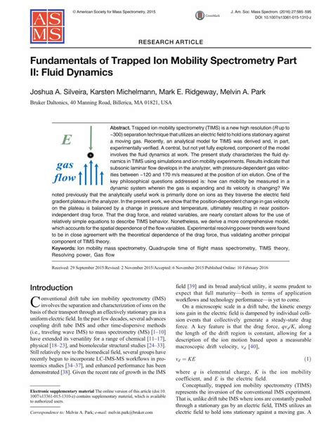 Pdf Fundamentals Of Trapped Ion Mobility Spectrometry Part Ii