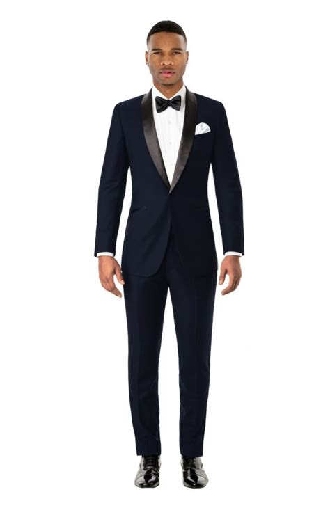 Dark Blue Shawl Collar Tuxedo Tailored Suit Paris