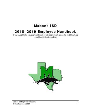 Fillable Online Mabank ISD Employee Handbook Fax Email Print PdfFiller