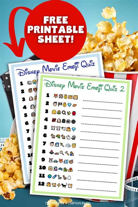 Free Printable Disney Movie Emoji Quiz Sheets